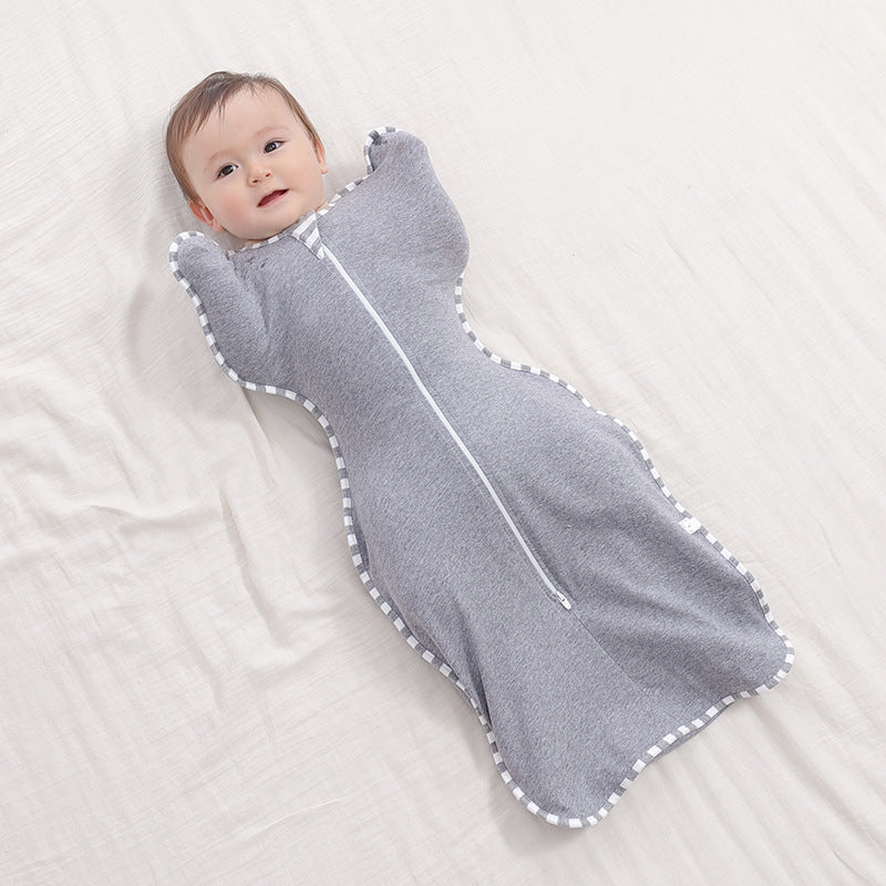 Baby swaddled surrender style newborn sleeping bag, pure cotton.