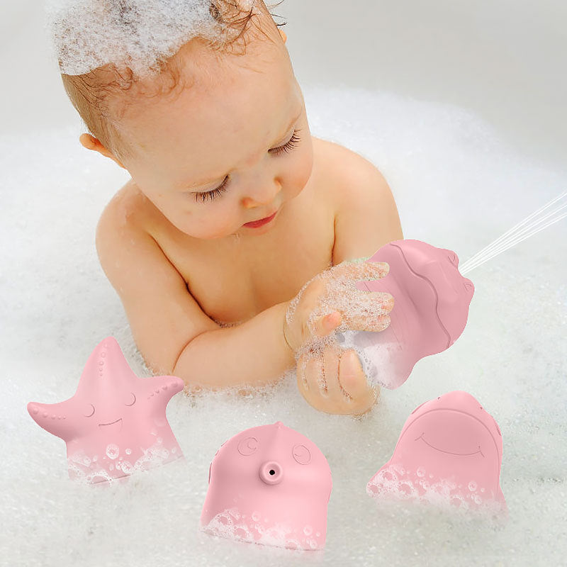 Silicone water spray toys for baby bathing