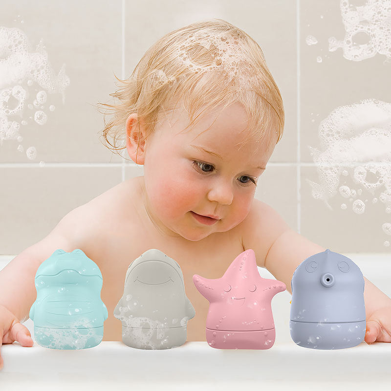 Silicone water spray toys for baby bathing