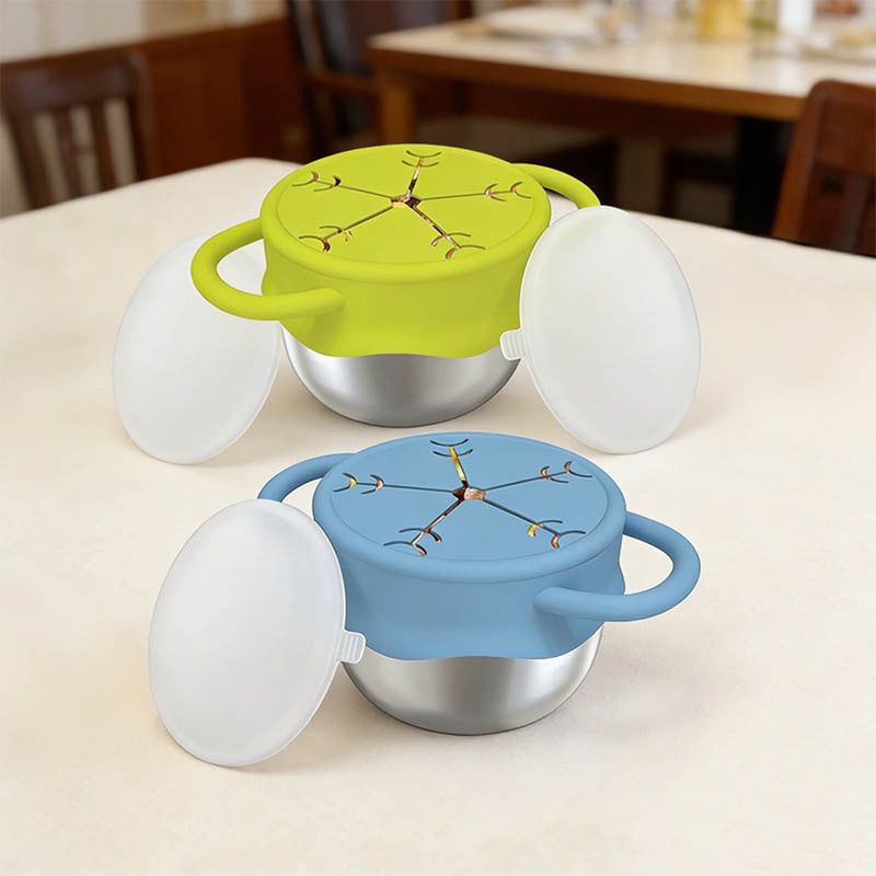 Baby stainless steel container snack cup with removable silicone lid